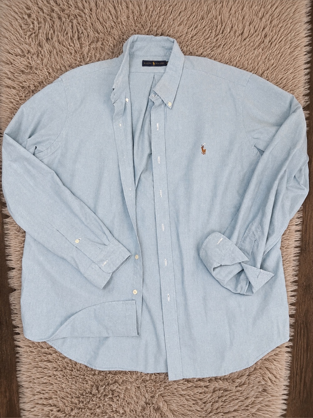 Ralph Lauren Light Blue Long-Sleeve Button-Down Shirt with Polo Embroidery